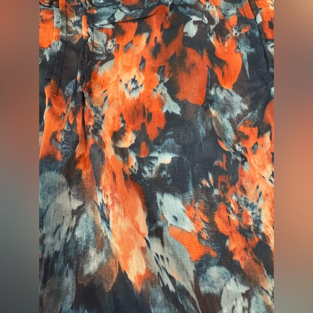 Sam Edelman~ Women’s Sheer Front Tie V-Neck long Sleeve Floral Blouse Size Large - Picture 10 of 11